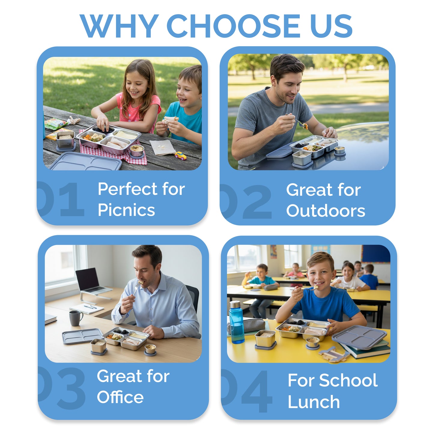 Stainless Steel Lunch Box for Kids - Periwinkle