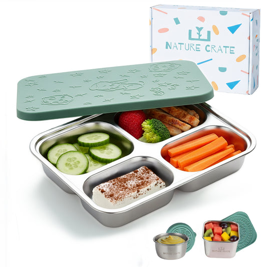 Nature Crate Stainless Steel Lunch Box Set (Bento Box + 2 Snack Containers)