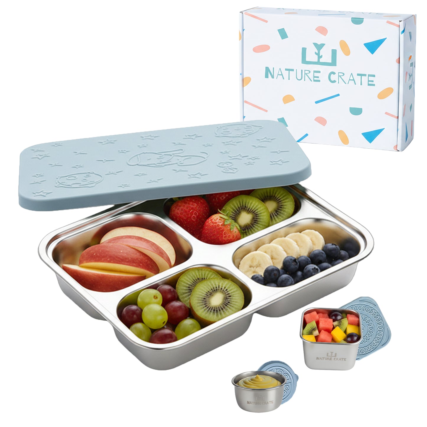 Nature Crate Stainless Steel Lunch Box Set (Bento Box + 2 Snack Containers)