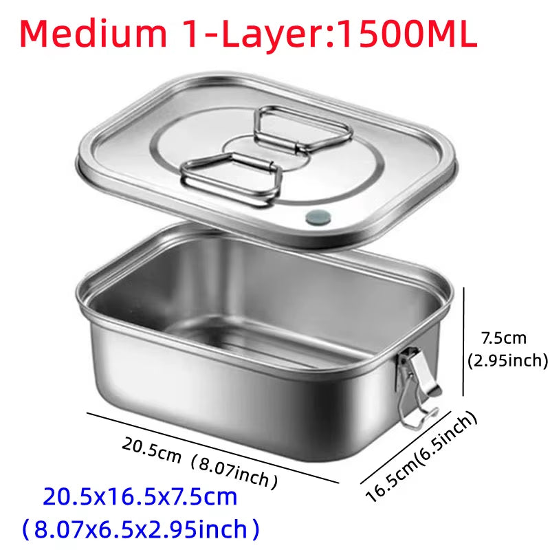 Stainless Steel Bento Box for Kids or Adults | Single or Double Layer with Large Capacity