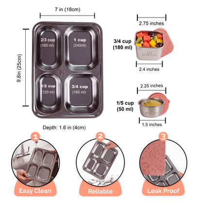 Stainless Steel Lunch Box for Kids - Pink