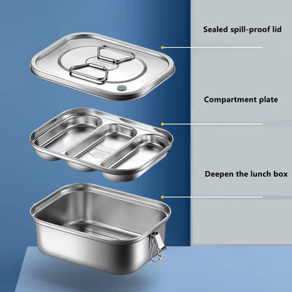 Stainless Steel Bento Box for Kids or Adults | Single or Double Layer with Large Capacity