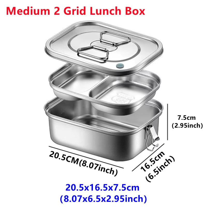 Stainless Steel Bento Box for Kids or Adults | Single or Double Layer with Large Capacity