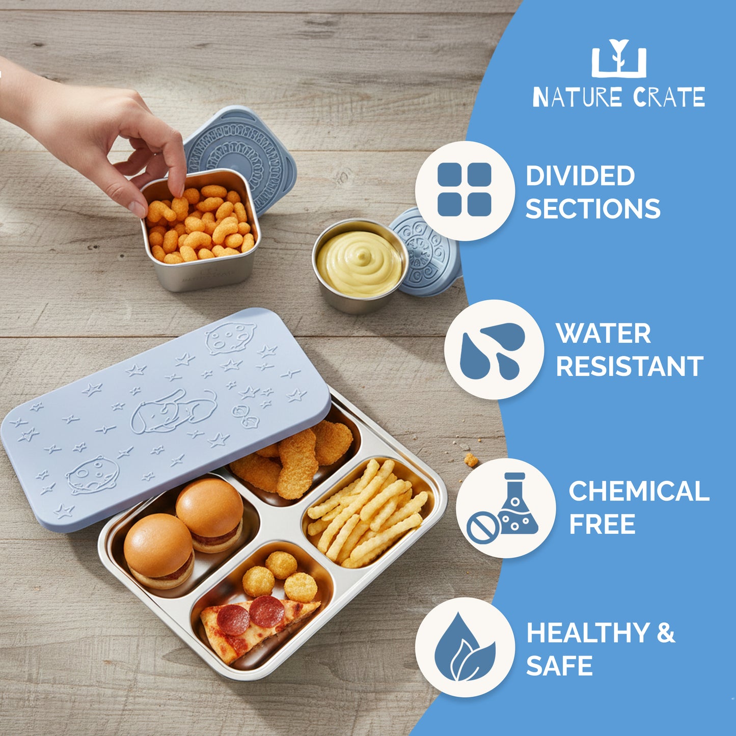 Stainless Steel Lunch Box for Kids - Periwinkle