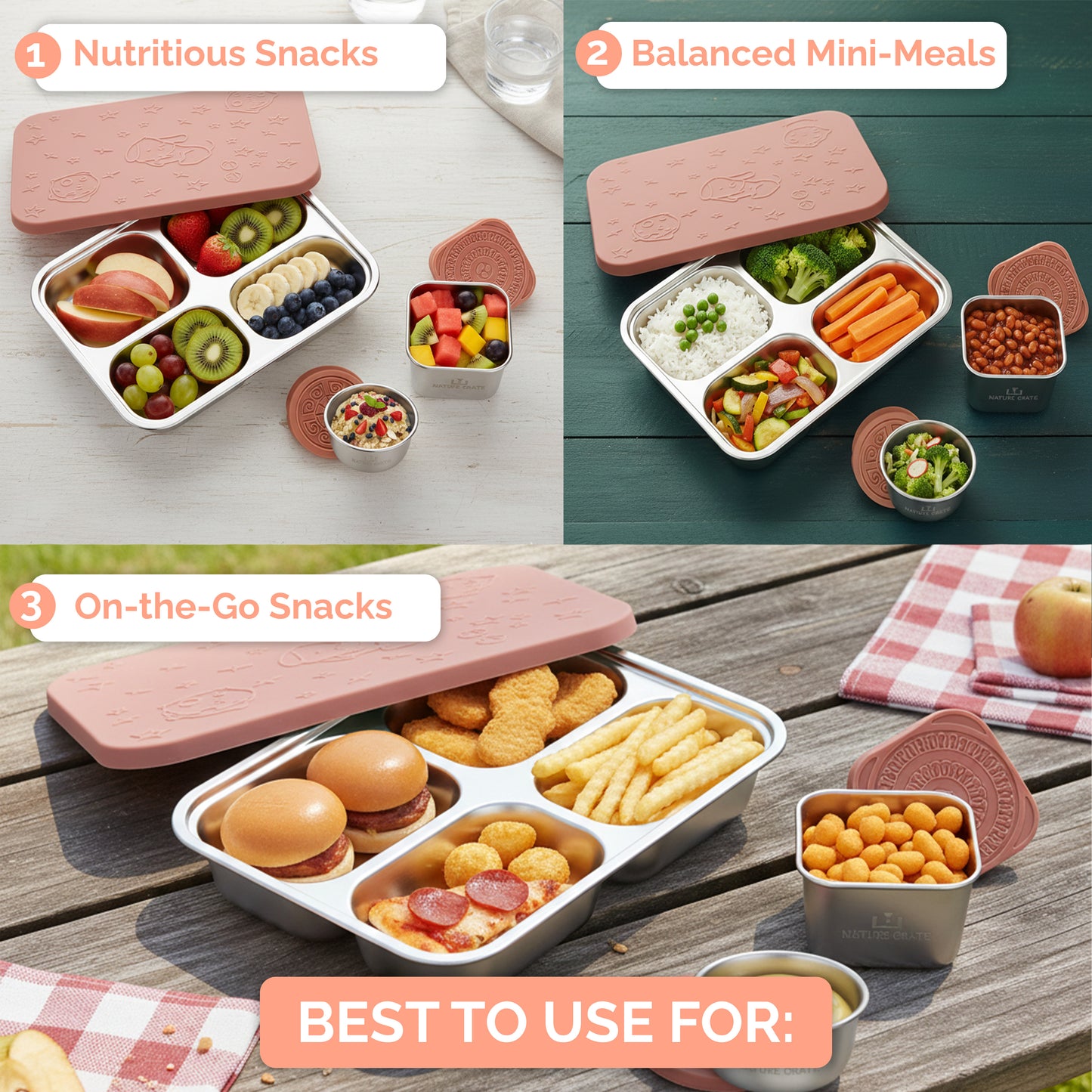 Stainless Steel Lunch Box for Kids - Pink