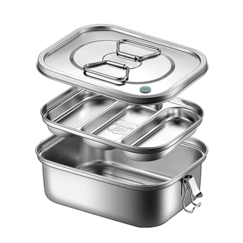 Stainless Steel Bento Box for Kids or Adults | Single or Double Layer with Large Capacity