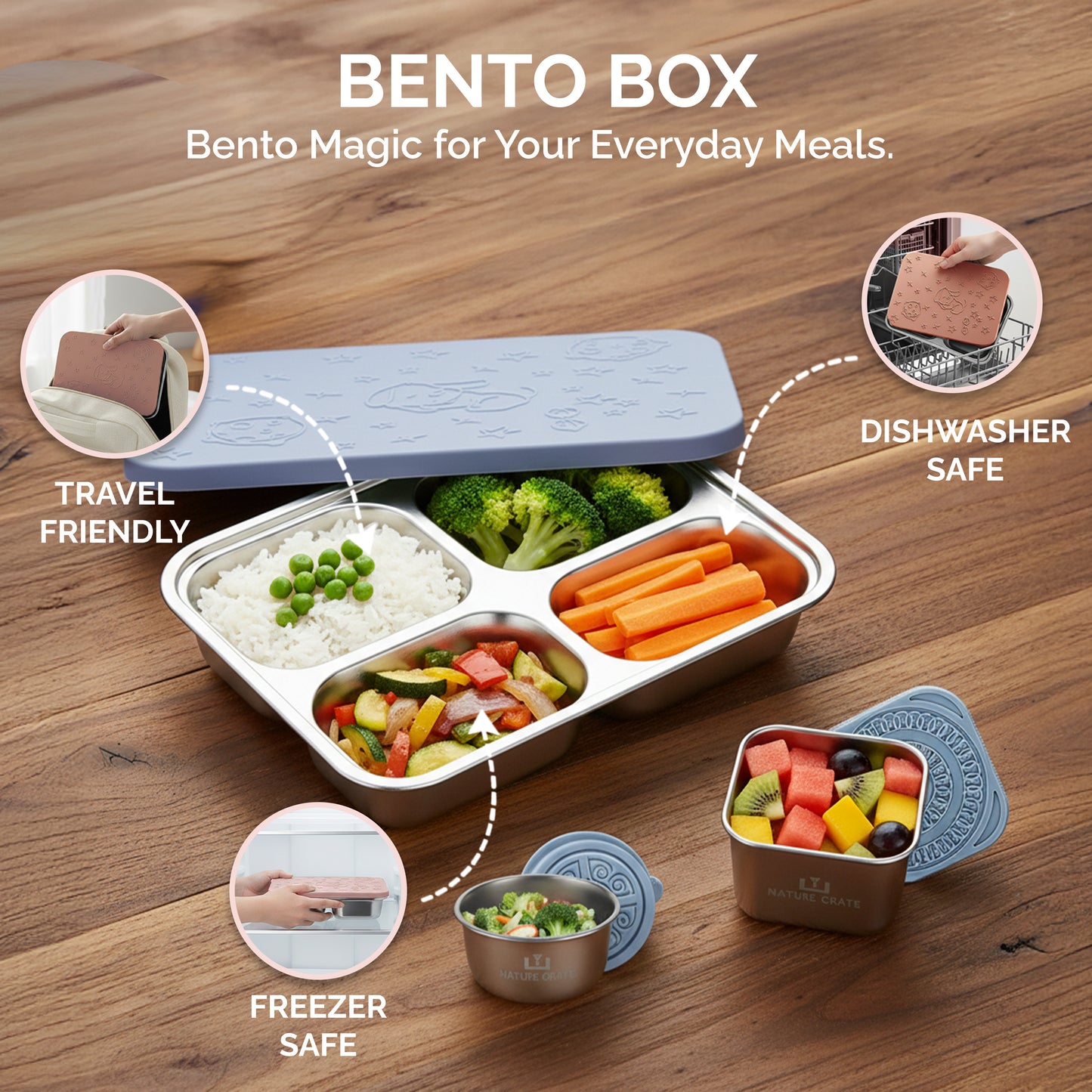 Stainless Steel Lunch Box for Kids - Periwinkle