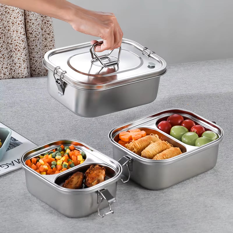 Stainless Steel Bento Box for Kids or Adults | Single or Double Layer with Large Capacity