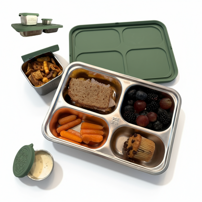 Nature Crate Stainless Steel Lunch Box Set (Bento Box + 2 Snack Containers)