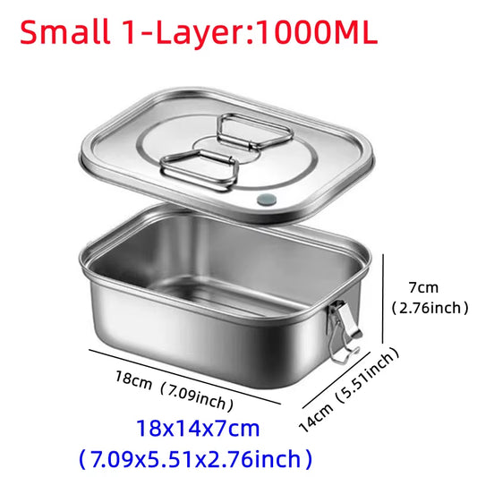 Stainless Steel Bento Box for Kids or Adults | Single or Double Layer with Large Capacity