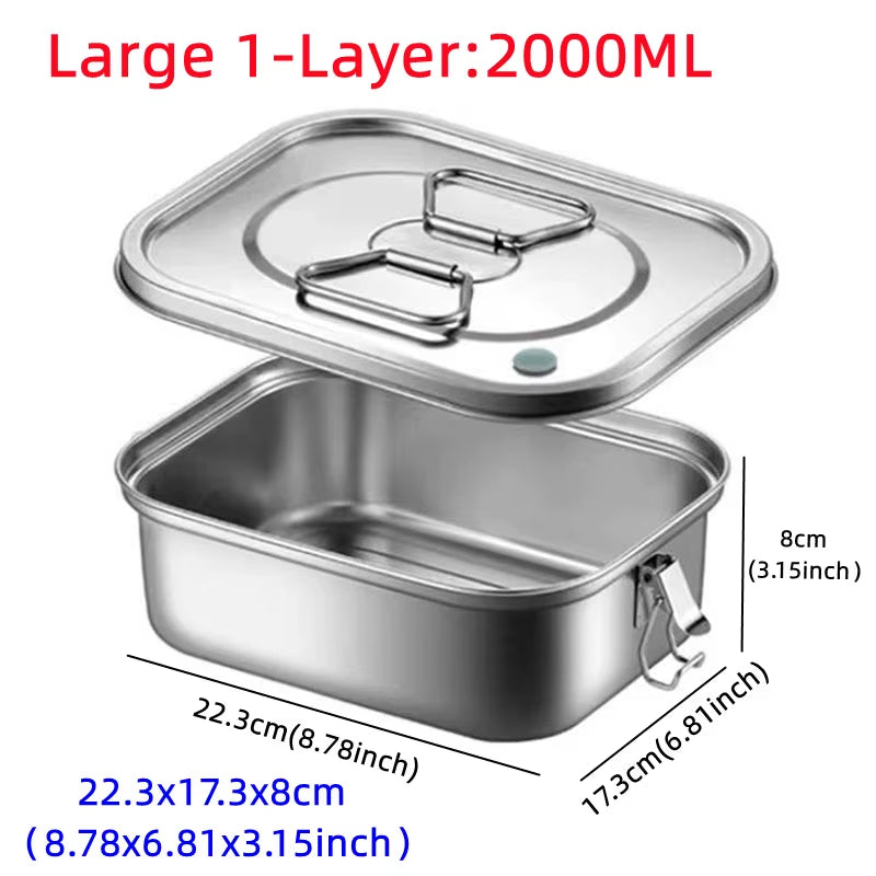 Stainless Steel Bento Box for Kids or Adults | Single or Double Layer with Large Capacity