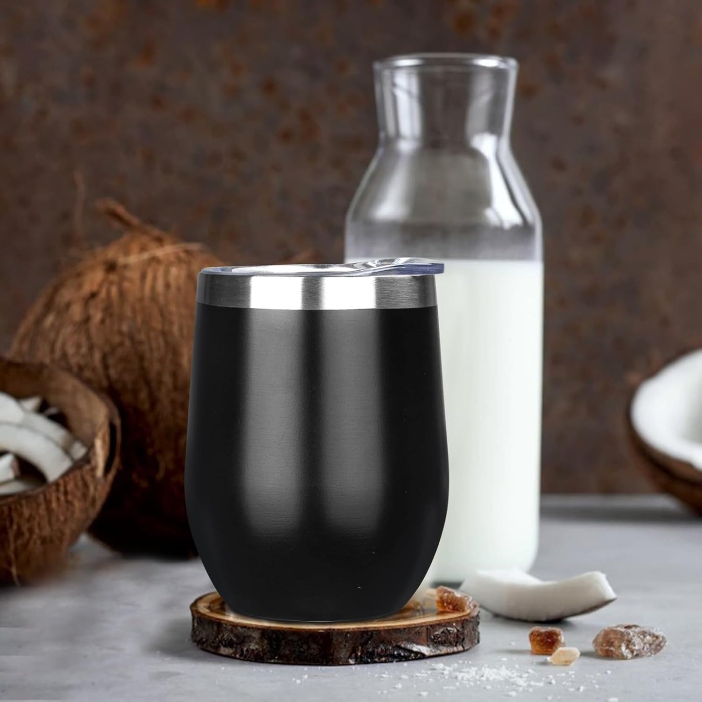 12 Oz Insulated Wine Tumbler with Lid | Stainless Steel Wine Glass/Coffee Mug | Set of 6